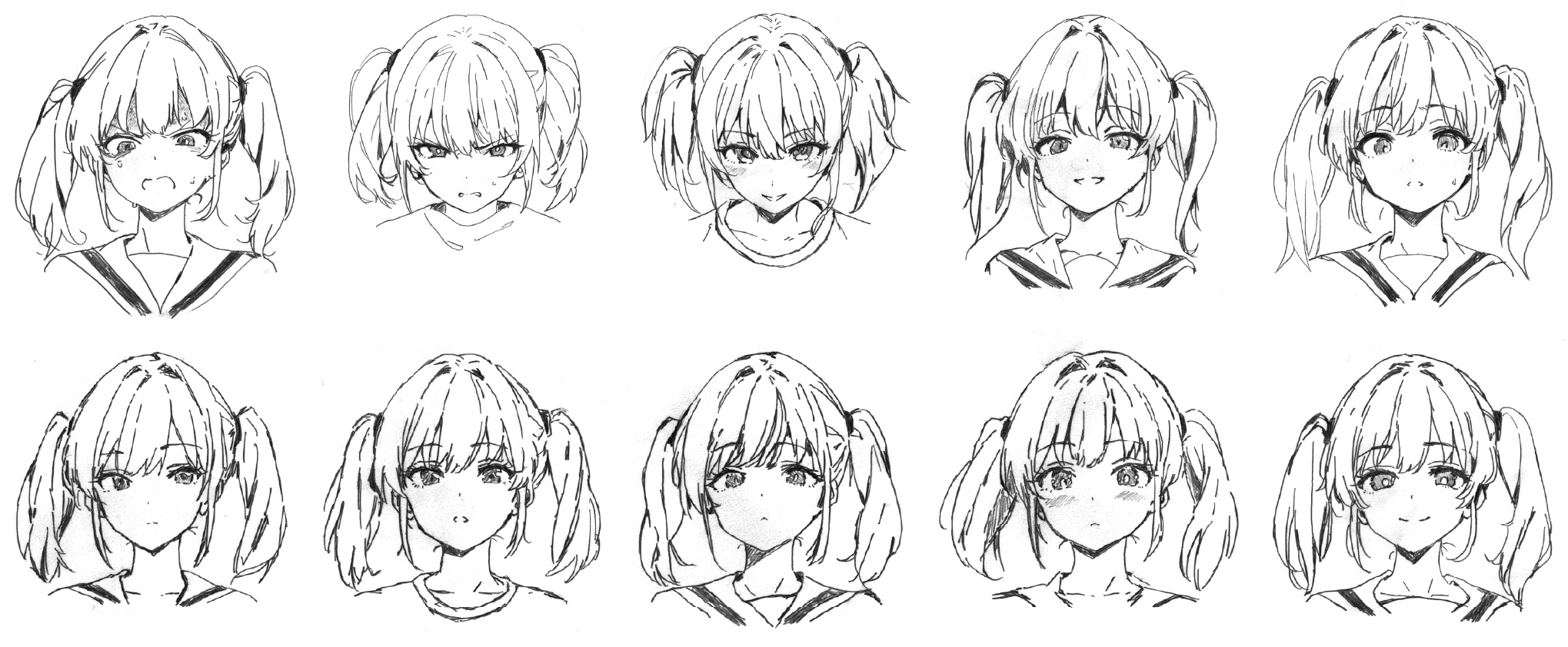 「うっちゃり！2」西園寺あかね 線画設定ラフ