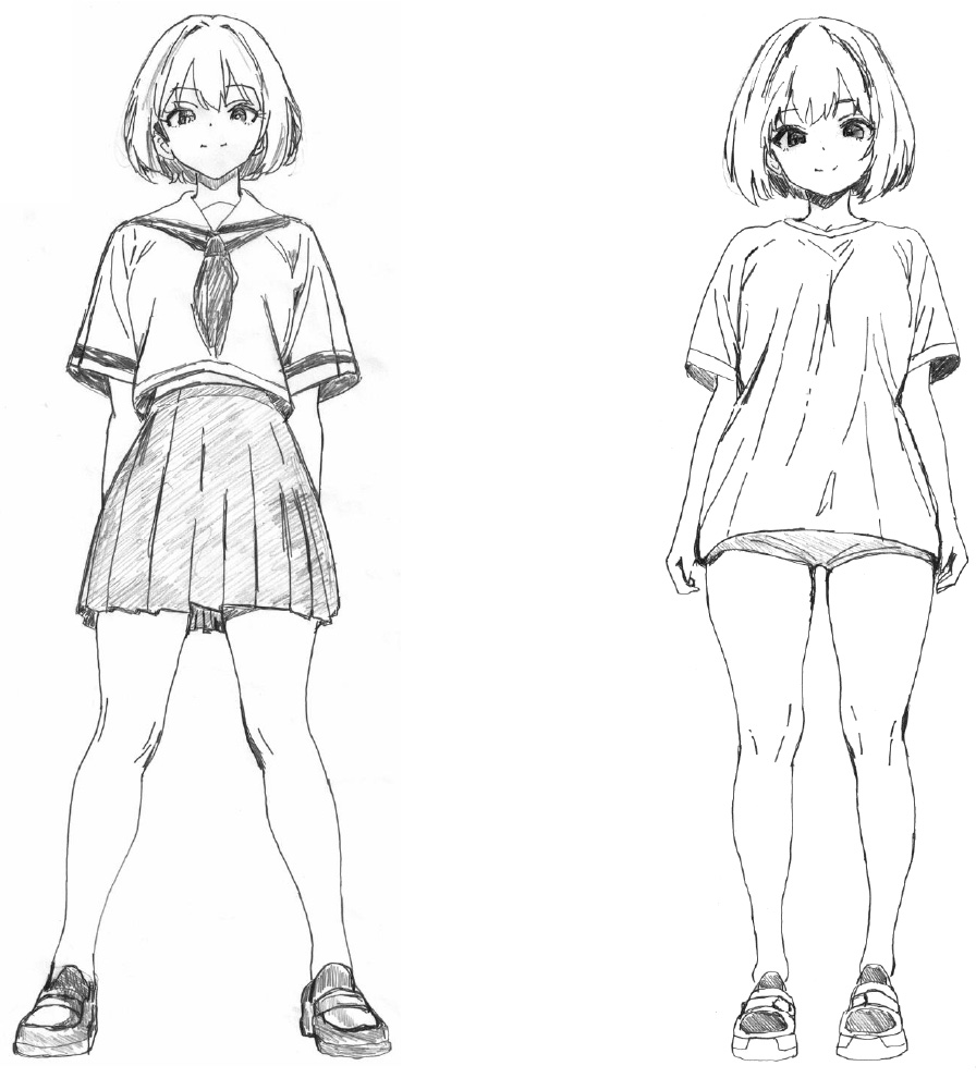 「うっちゃり！2」近衛るこ（妹） 線画設定ラフ