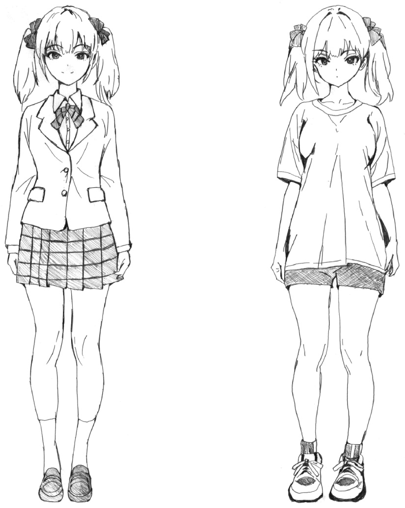 猪熊あんず 線画設定ラフ