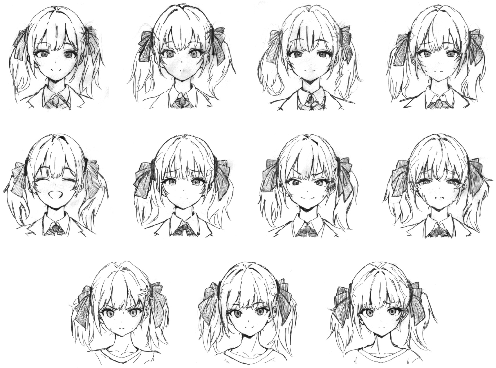 猪熊あんず 線画設定ラフ