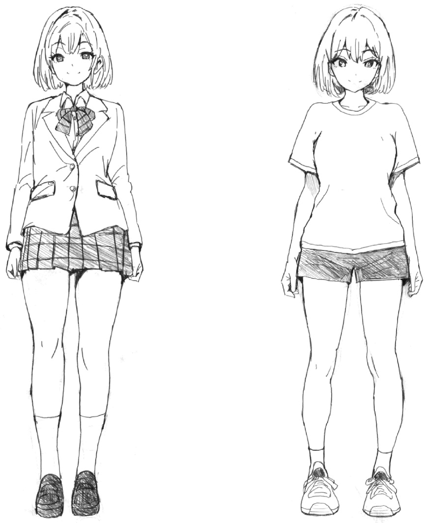 中田いちじく 線画設定ラフ