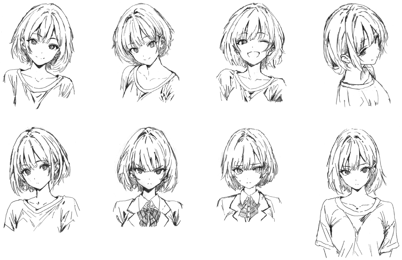 中田いちじく 線画設定ラフ