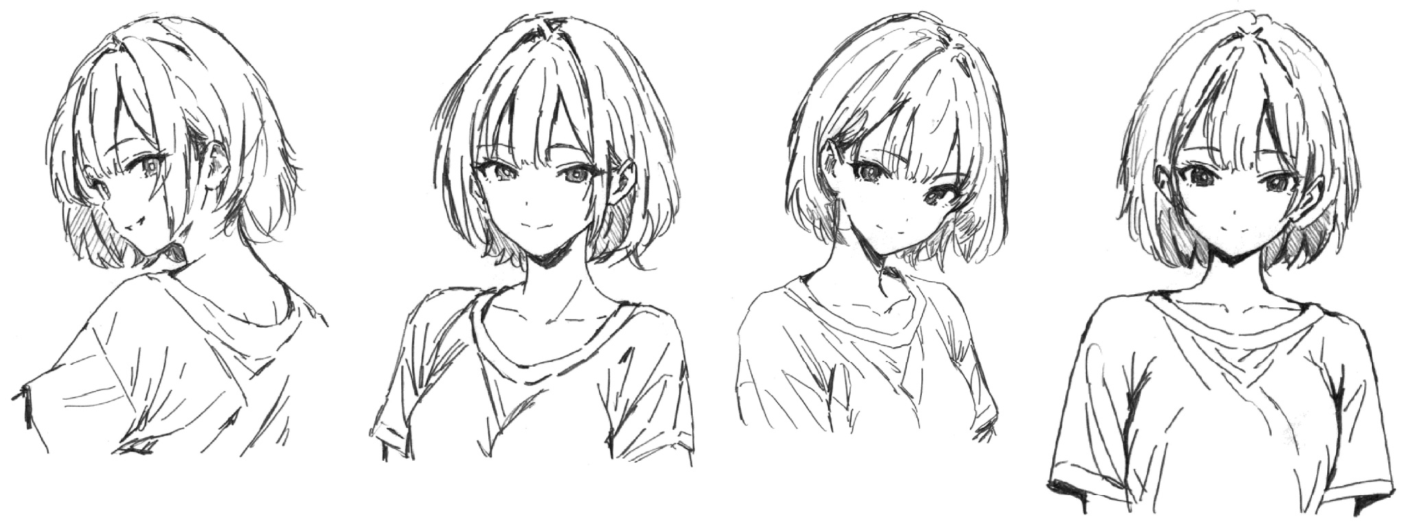 中田いちじく 線画設定ラフ