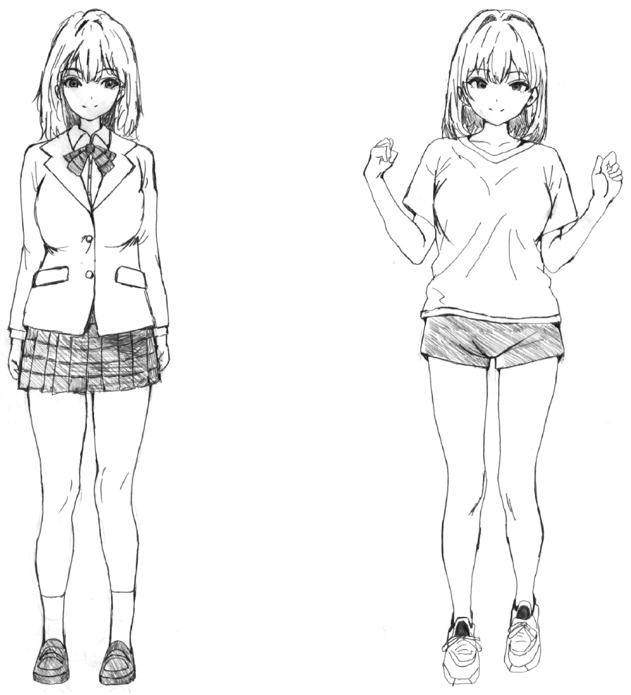 常磐井さき 線画設定ラフ