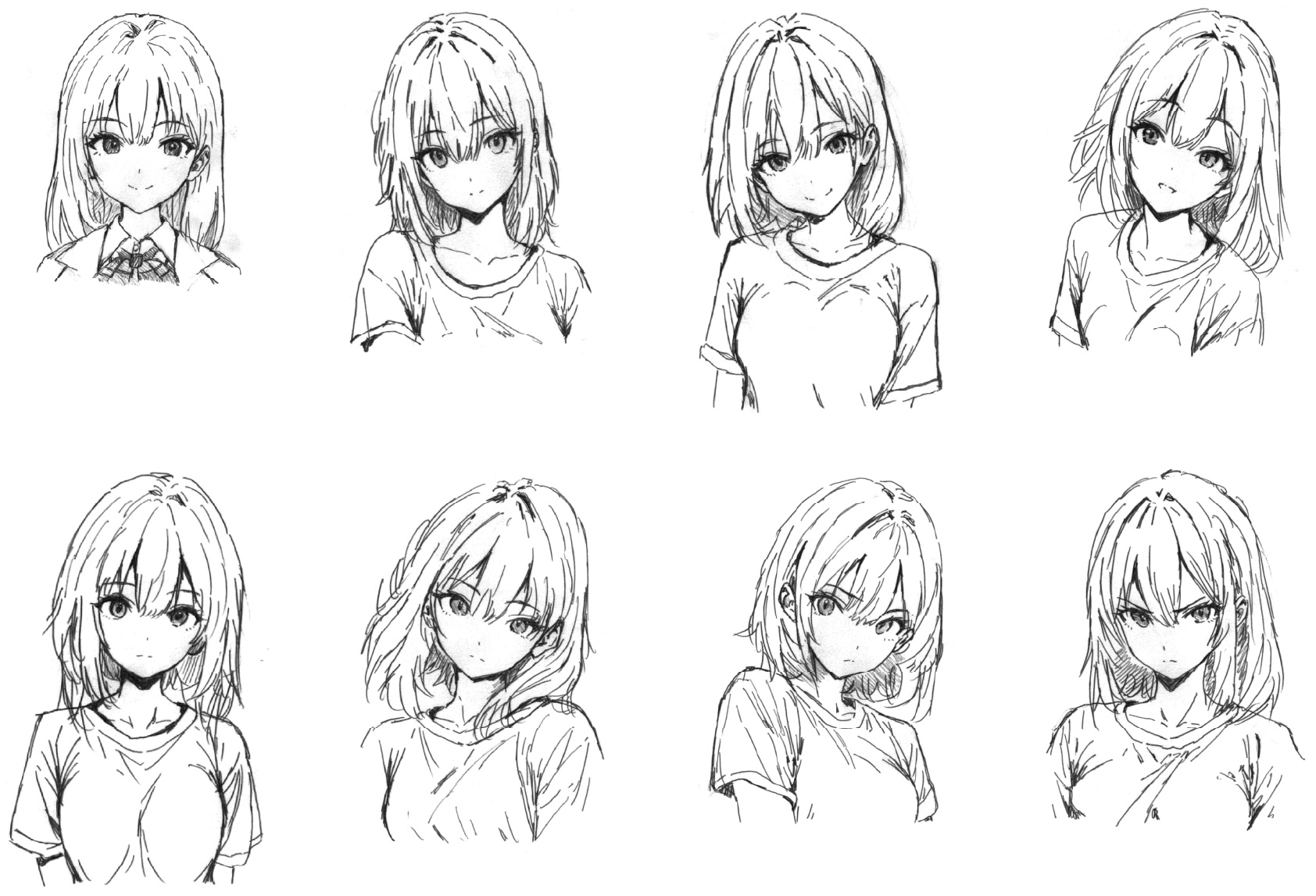 常磐井さき 線画設定ラフ