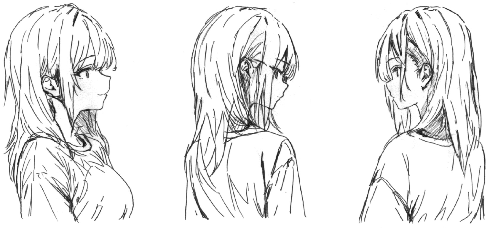 常磐井さき 線画設定ラフ