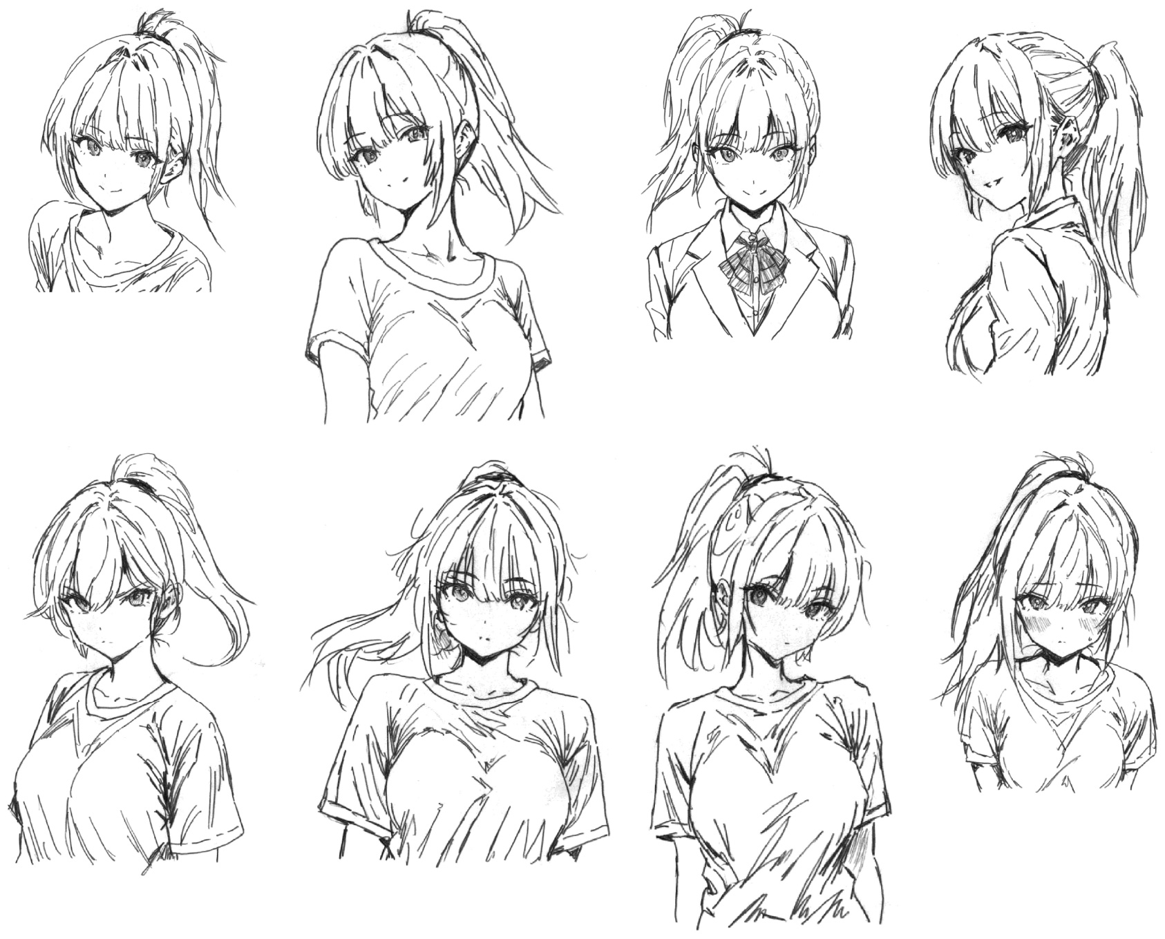 常磐井はな 線画設定ラフ